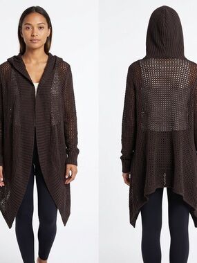 Roxy Open-Knit Hooded Cardigan Sweater